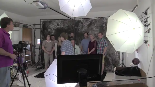 Taking a family group portrait.